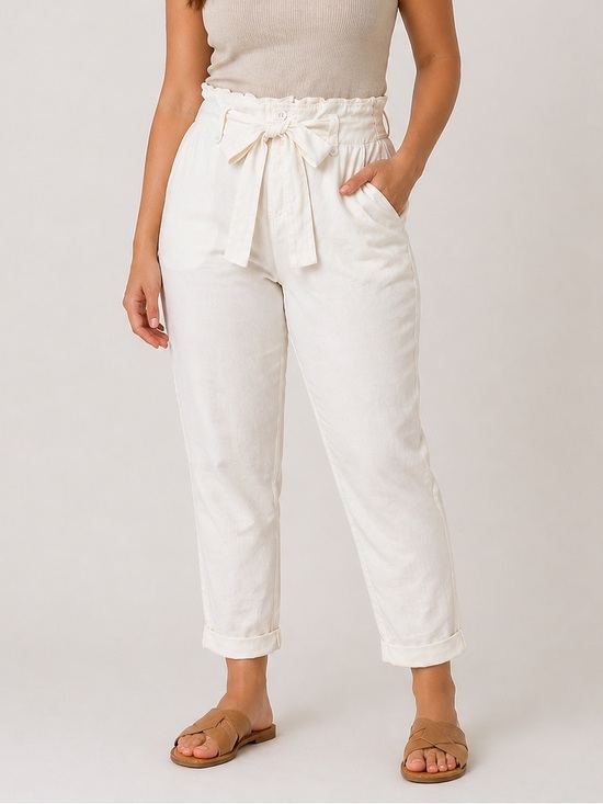 one 5 one Pants - One 5 One Linen Blend Paperbag Pants Women’s Medium Natural Off White NWT